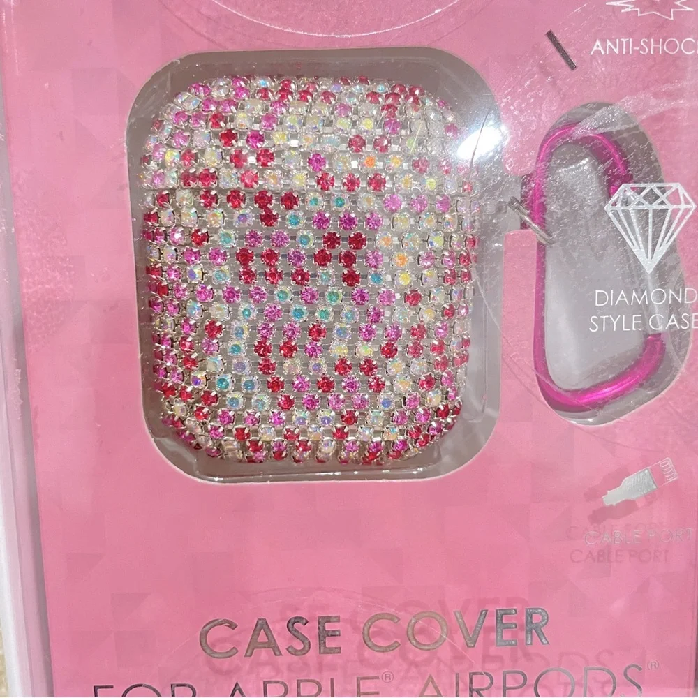 NEW dELiA*s Pink Rhinestone Diamond Style Case Cover for Apple AirPods with Clip